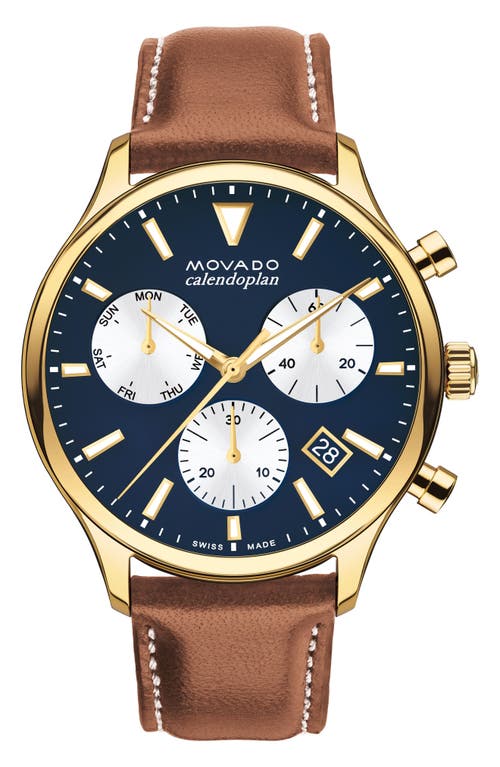 Movado Heritage Chronograph Leather Strap Watch