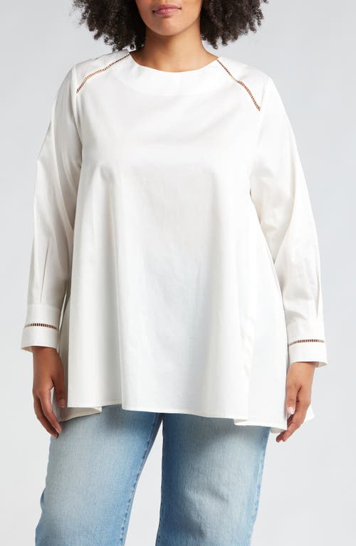 Shop Harshman Isolde Long Sleeve Cotton Top In Ivory