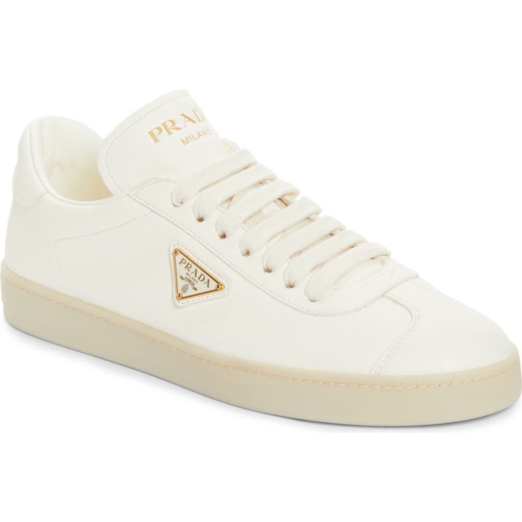 Prada Off White Downtown Lace Up Sneakers In Avorio