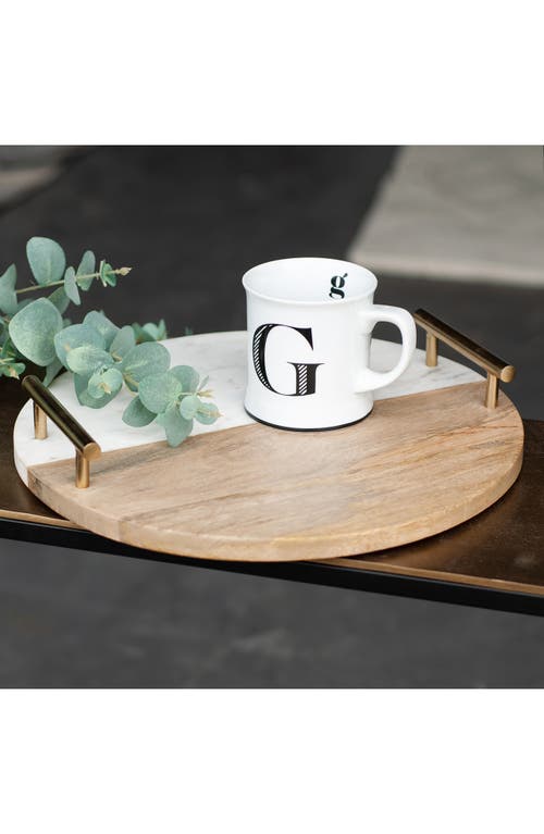 Renwil Dinova Marble & Wood Tray In White