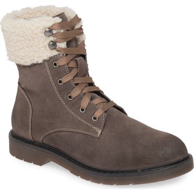 Band Of Gypsies Dillon Fleece Cuff Lace Up Boot- Grey