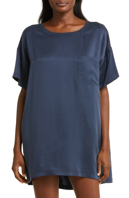 Shop Lunya Oversize Silk Sleepshirt In Deep Blue