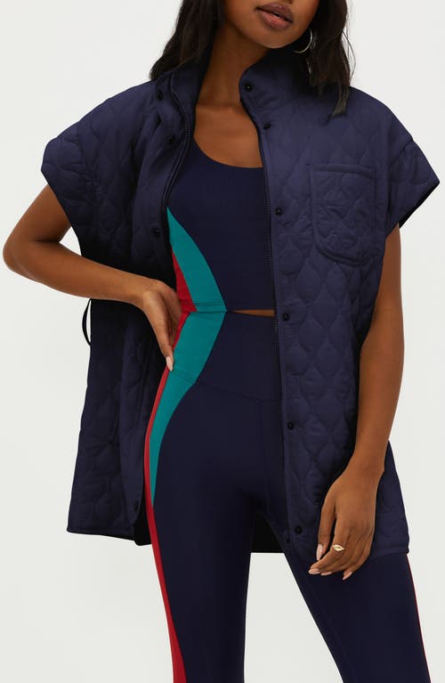 Shop Beach Riot Glenn Belted Short Sleeve Quilted Vest In Ultramarine