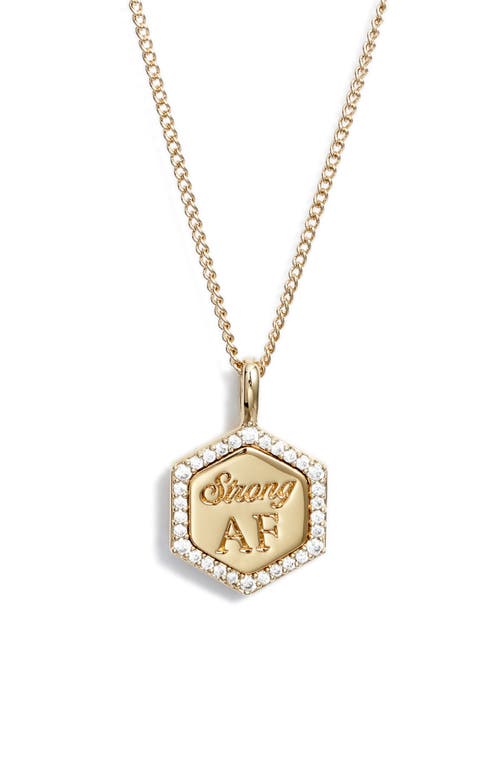 Strong AF Cubic Zirconia Pendant Necklace in Gold