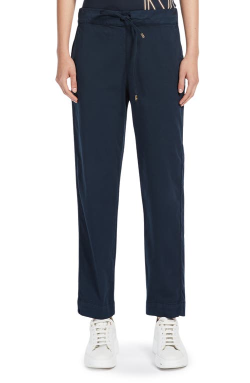 Terreno Drawstring Stretch Cotton Ankle Pants in Navy