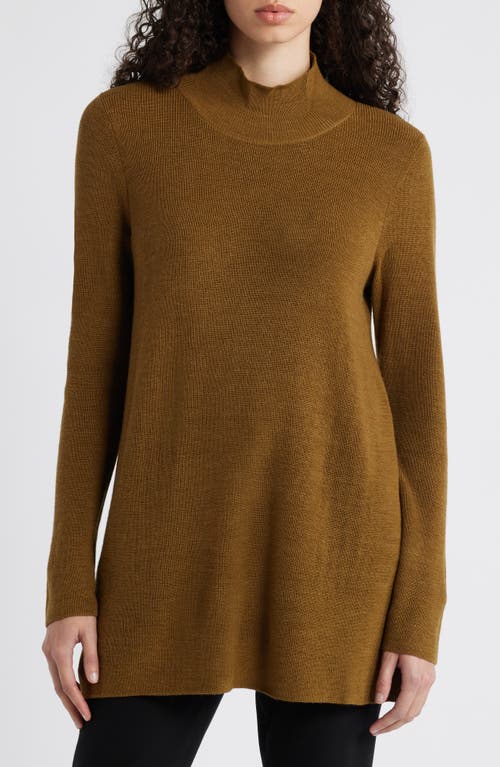 Shop Eileen Fisher Wool Tunic Sweater In Gold Leaf