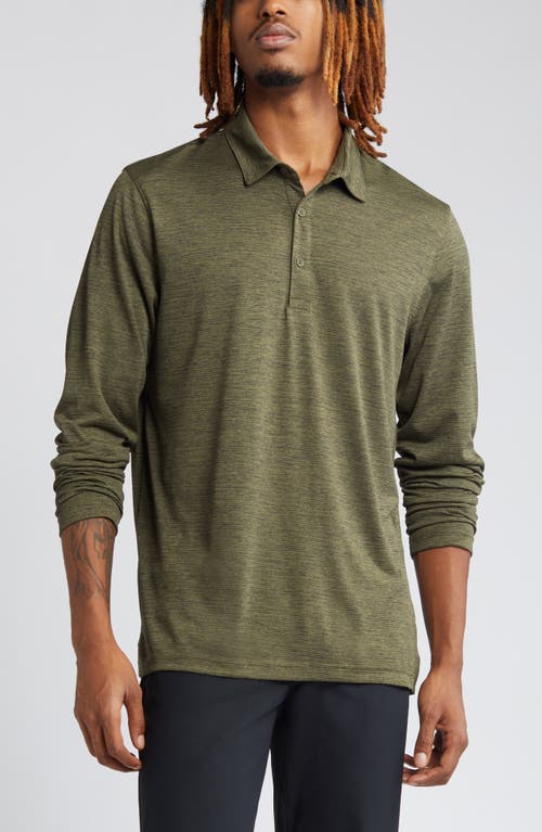 Zella Driver Performance Long Sleeve Polo In Olive Night