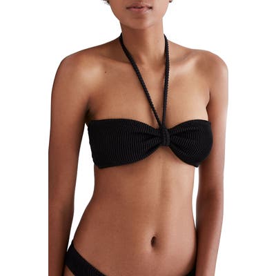 Madewell Second Wave Textured Bandeau Bikini Top, Black