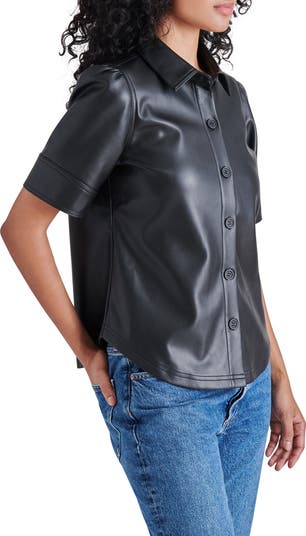 Steve Madden Virginia Faux Leather Button-Up Top | Nordstromrack