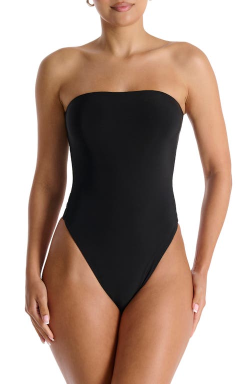 Naked Wardrobe Lookin' Tight Tube Bodysuit In Black