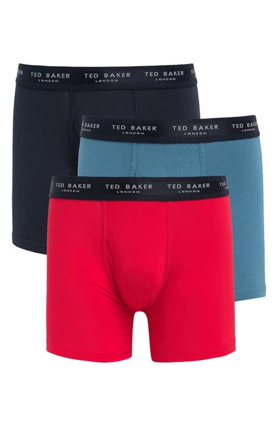 Ted Baker Cotton Stretch Boxer Briefs In Navy/ Blue/ Lychee