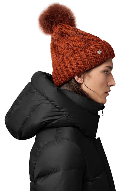Soia & Kyo Amalie Wool Blend Cable Knit Pom Beanie In Copper