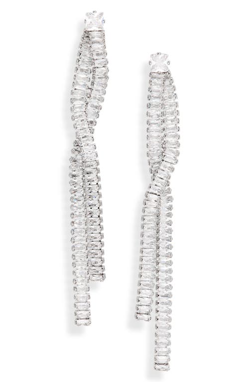 Nordstrom Rack Cz Baguette Linear Twist Earrings In Clear- Rhodium
