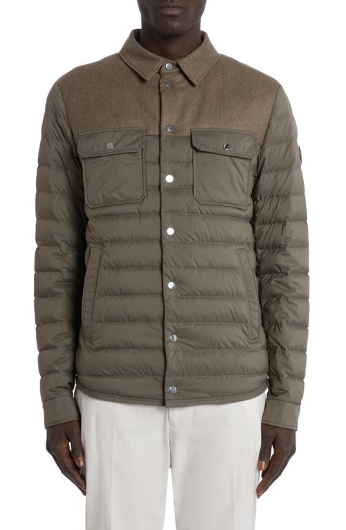 Fauscoum Virgin Wool & Quilted Nylon Down Jacket in Taupe