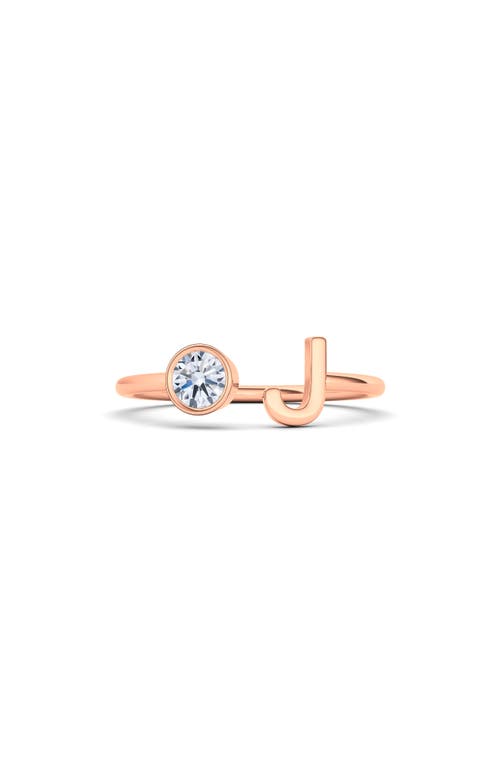 Hautecarat Letter Lab Created Diamond 18k Rose Gold Ring In 18k Rose Gold - A