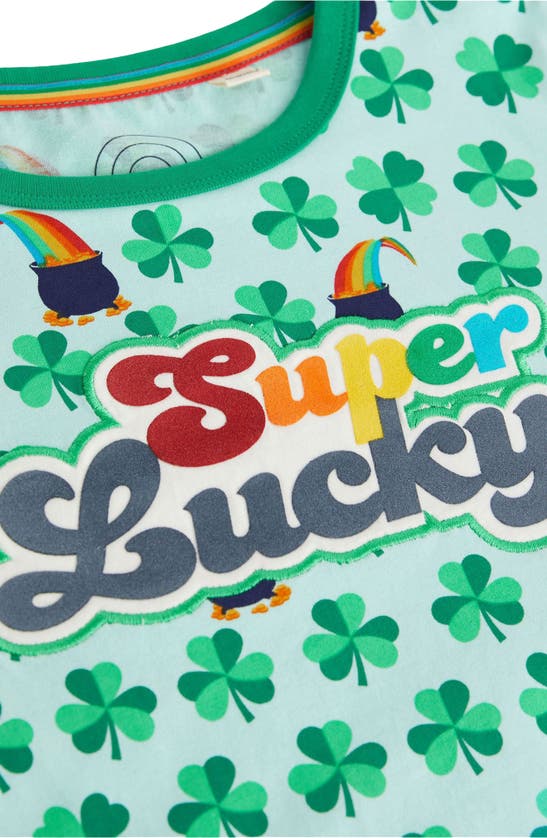 Shop Little Bird Kids' Super Lucky Cotton Graphic T-shirt In Green