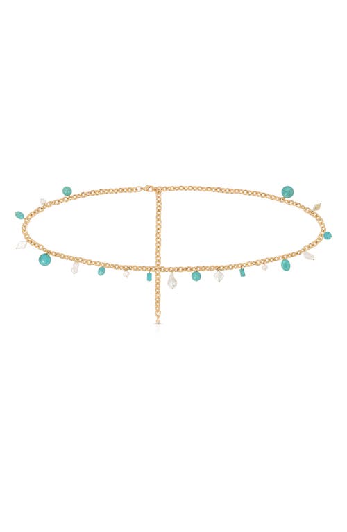 Ettika Turquoise & Freshwater Pearl Charm Waist Chain In Turquoise