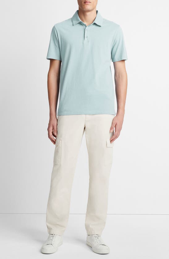 Shop Vince Regular Fit Garment Dyed Cotton Polo In Washed Ceramic Blue