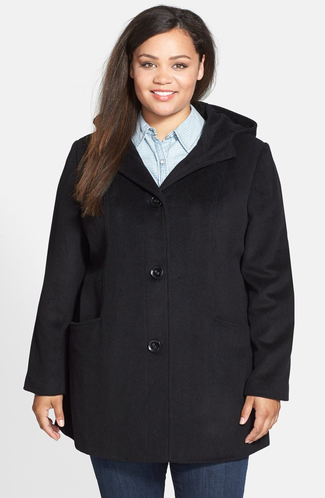 Gallery Hooded Wool Blend Coat (Plus Size) | Nordstrom