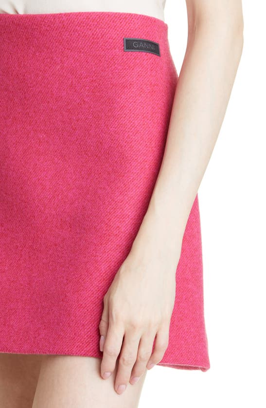 Shop Ganni Twill Wool Blend Miniskirt In Fiery Red