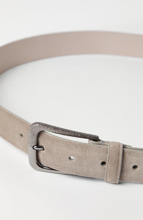 Shop Brunello Cucinelli Suede Belt In Light Grey