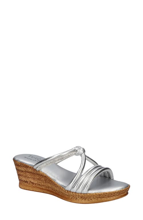 TUSCANY by Easy Street Elvera Wedge Sandal in Silver