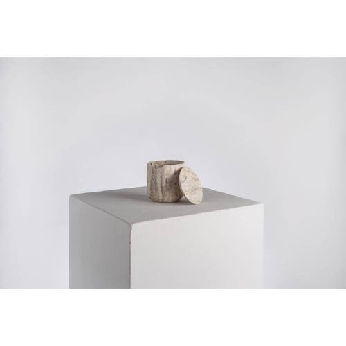 Shop Andjacob Decor Less Is More Low Container In Travertine Marble