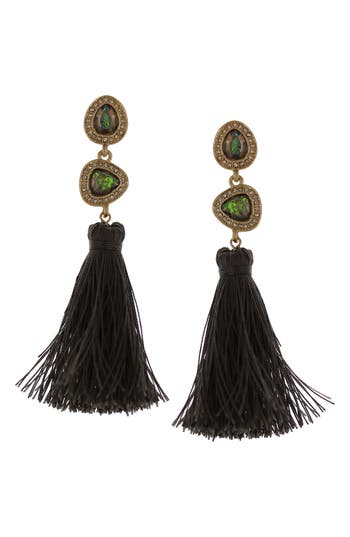 Olivia Welles Bejeweled Tassel Drop Earrings In Black