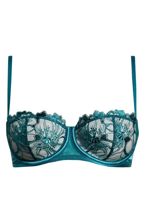 Shop Etam Amaryllis Embroidered Underwire Demi Bra In Duck-egg Blue