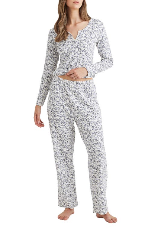 Shop Papinelle Pippa Floral Pointelle Pajama Pants In Ecru