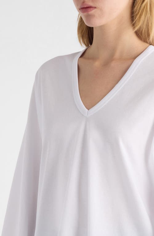 Shop Dries Van Noten Hena V-neck Long Sleeve Cotton T-shirt In White