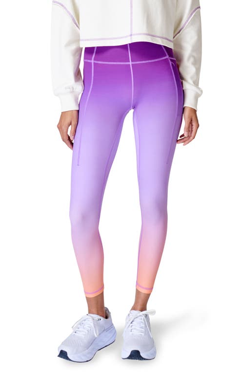 Sweaty Betty Super Soft High Waist Pocket 7/8 Leggings in Purple/Orange Gradient