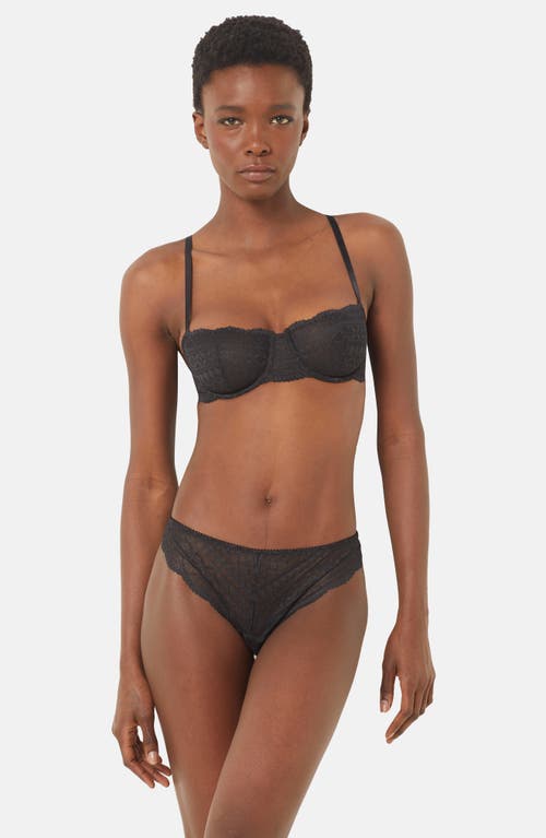 Shop Etam Idole Lace Underwire Balconette Bra In Black