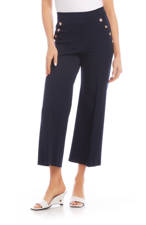 Neptune Faux Button Detail Crop Pants in Midnight Blue