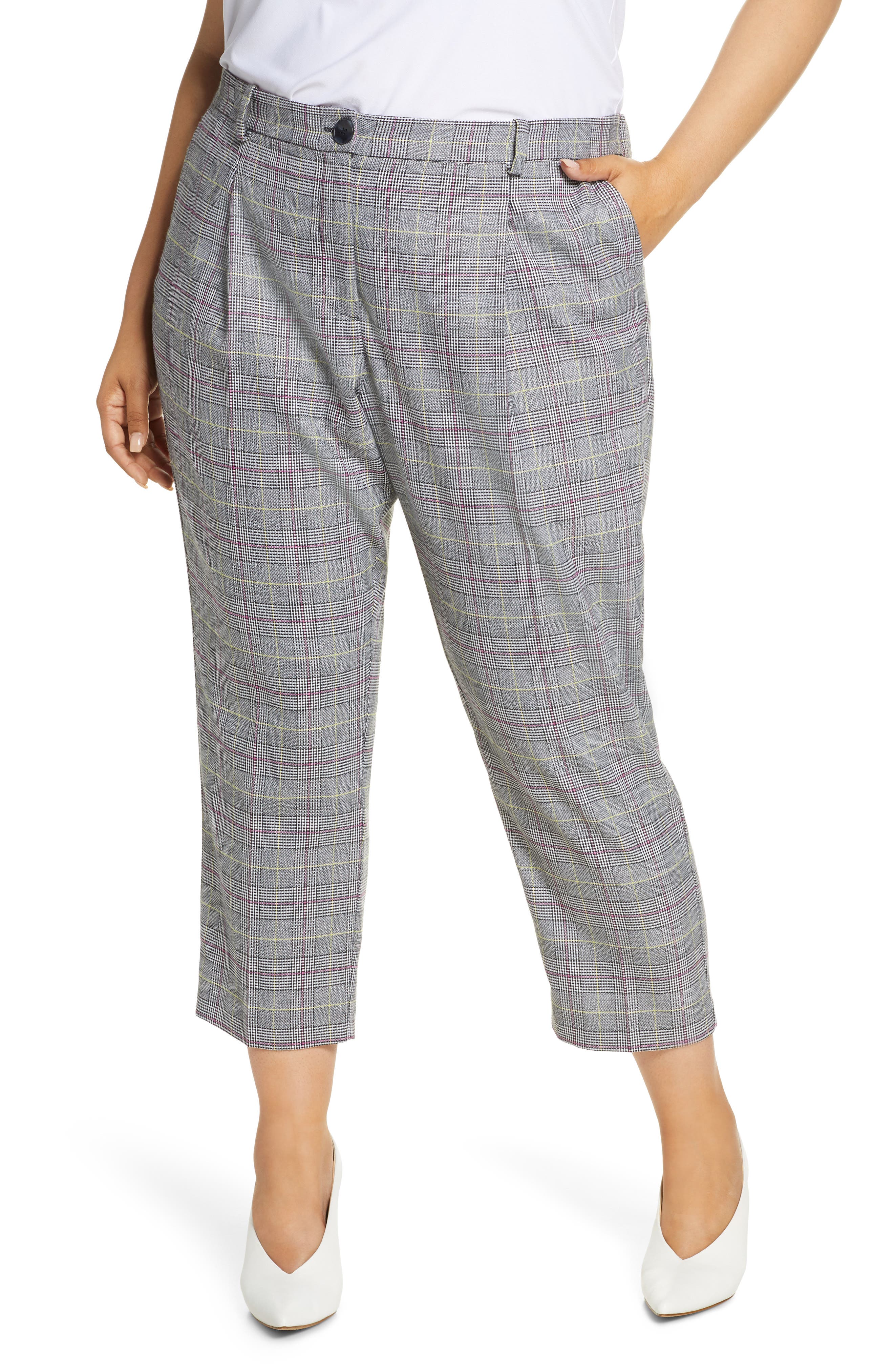 glen plaid ankle pants