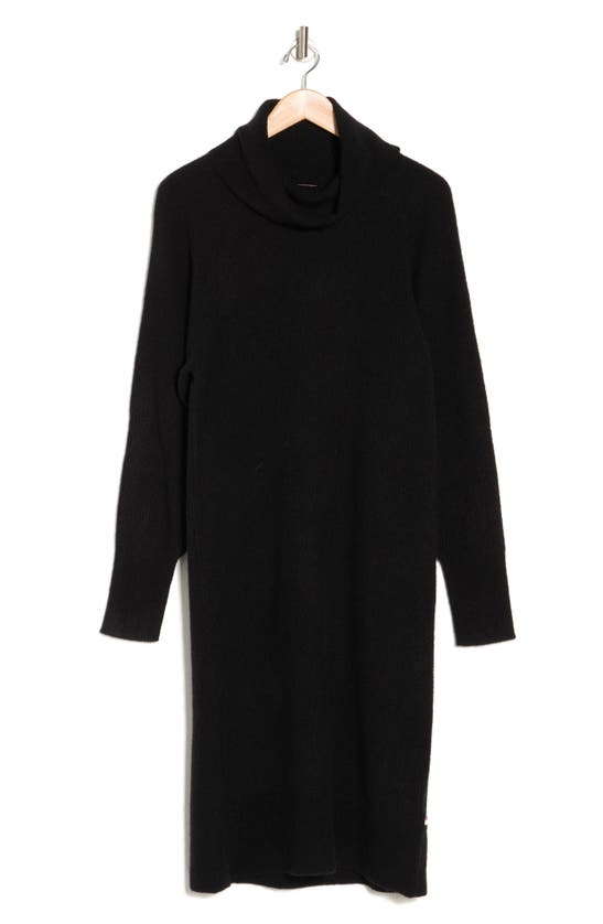 Shop Hugo Boss Boss Folibia Cowl Neck Long Sleeve Sweater Dress In Black