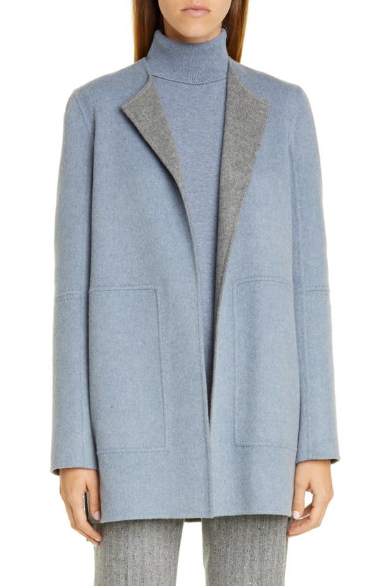 Lafayette 148 Rowena Reversible Double Face Jacket In Blue Dusk/ Nickel