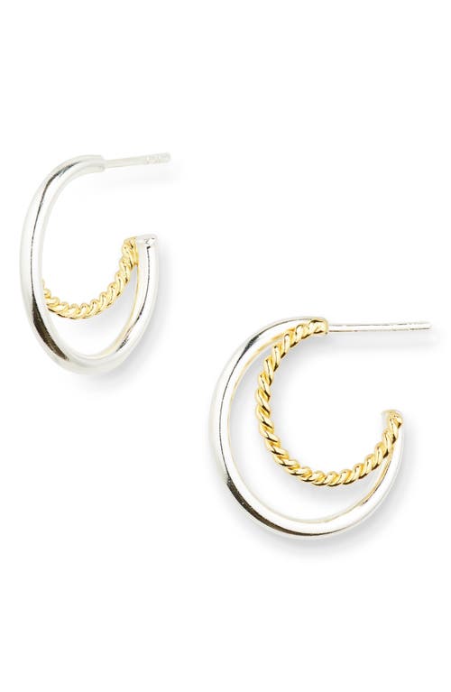 Shop Argento Vivo Sterling Silver Two-tone Hoop Earrings In Gold/silver