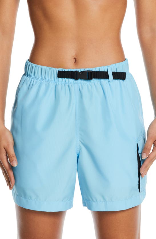 Shop Nike Voyage Cover-up Shorts In Aquarius Blue