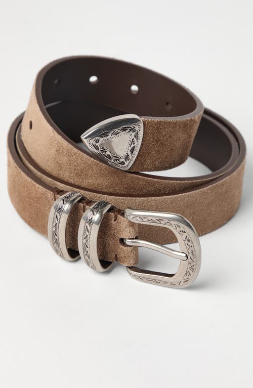 Shop Brunello Cucinelli Suede Belt With Detailed Buckle In Light Brown