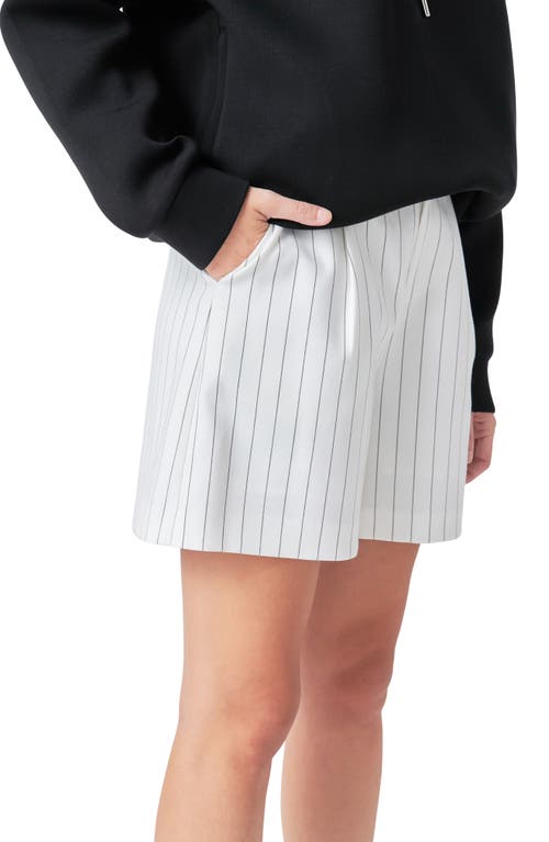 Shop Grey Lab Pinstripe Shorts In Ivory