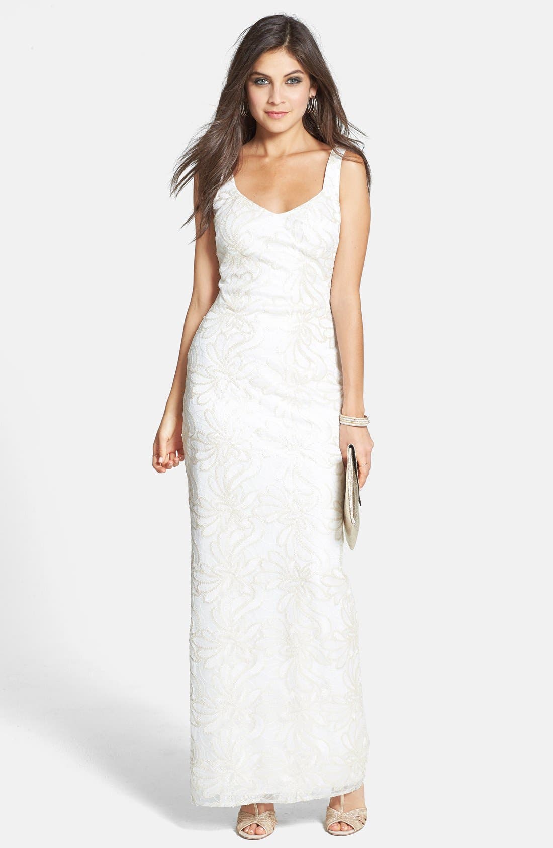 Laundry by Shelli Segal Embroidered Mesh Gown Nordstrom
