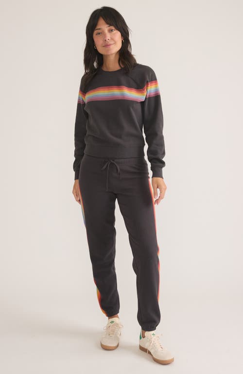 Marine Layer Anytime Stripe Raglan Sweatshirt In Washed Black Stripe