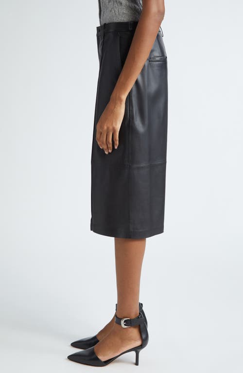 Shop Vince Leather Bermuda Shorts In Black