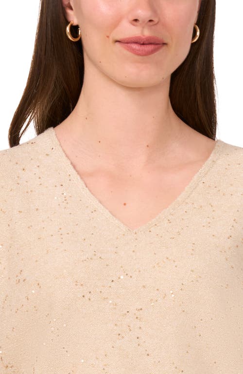 Halogenr Halogen(r) Sequin V-neck Sleeveless Sweater In Light Sand Brown