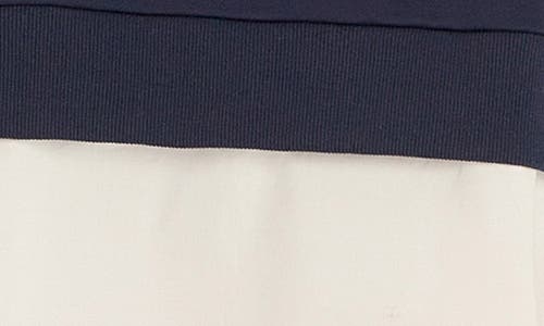 English Factory Mixed Media Long Sleeve Dress In Navy/white