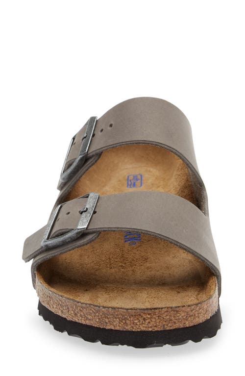 Shop Birkenstock Arizona Soft Slide Sandal In Iron Oiled Leather