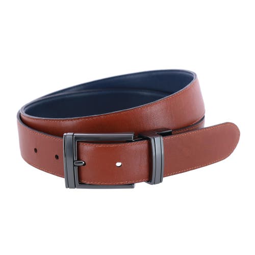 Trafalgar Men's Maverick 32mm Reversible Leather Dress Belt In Navy To Tan