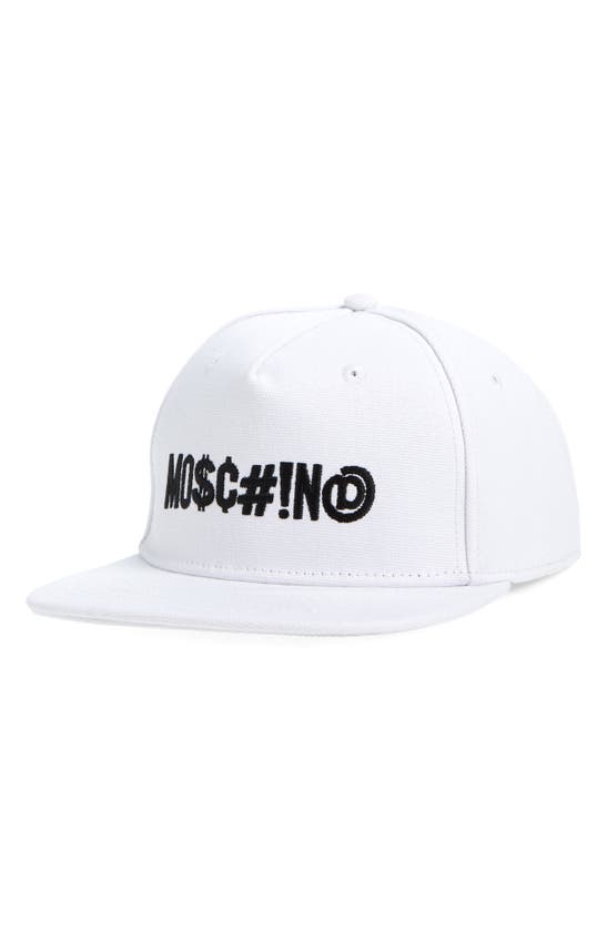 Moschino Logo Snapback Baseball Cap In White