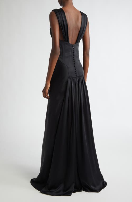 Michael Kors Bias-cut Satin Charmeuse Gown In Black